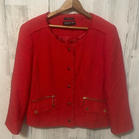 Jones New York Jackets & Blazers - HH1 - beautiful red & gold jones New York blazer suit top jacket career sz 10